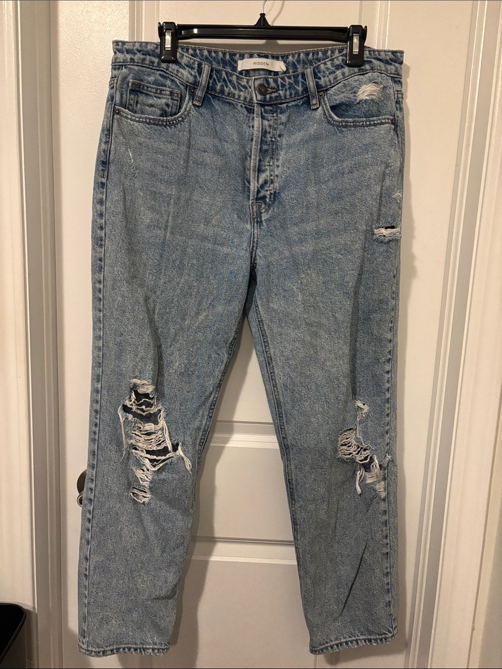 Light Blue acid wash distressed High-Rise Women’s Jeans
